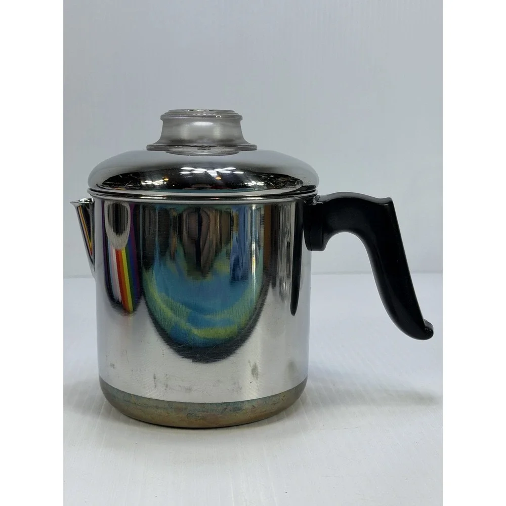 Vintage Revere Ware RARE 5 Cup Percolator Coffee Pot 83 Copper Bottom 1801 USA
